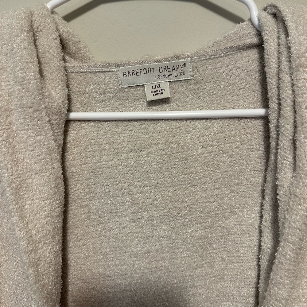 Barefoot Dreams Cozychic Lite Coastal Hooded Cardigan Beige Size L/XL - Picture 5 of 13